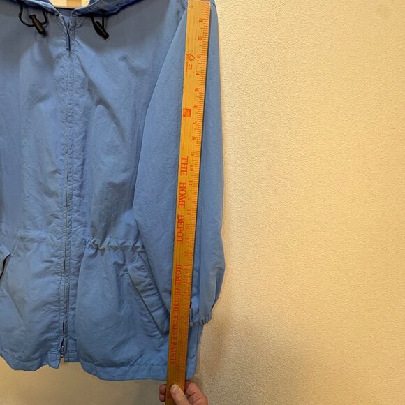 Eddie Bauer Womens Blue Small Nylon Hooded Jacket Lightweight Rain Vintage - Picture 7 of 9